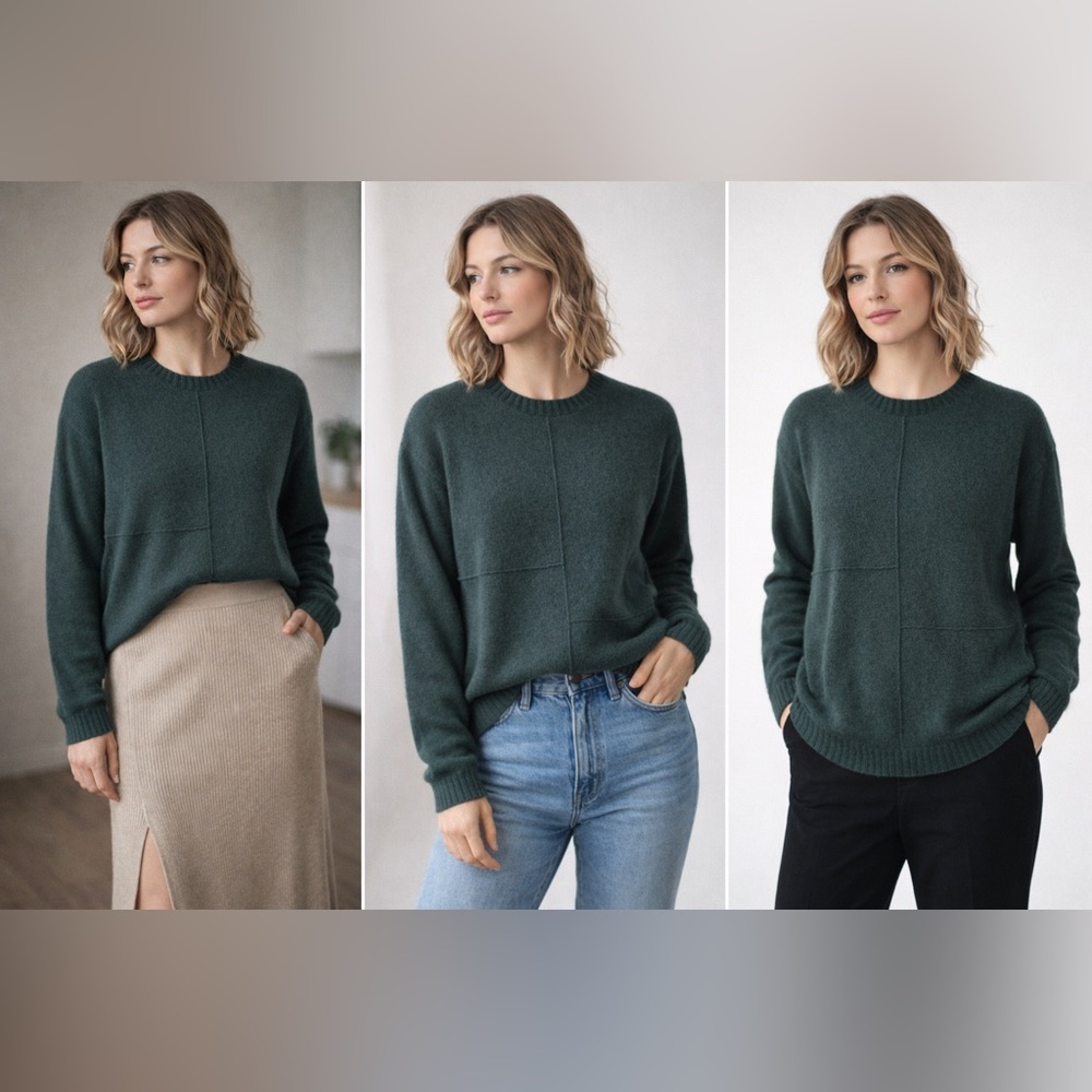 Jumper 1234 100% Cashmere Crewneck Sweater - Dark Olive Green Size 2